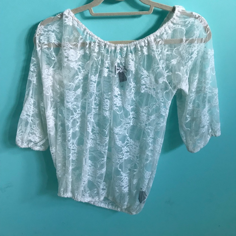 see through floral mesh/lace top